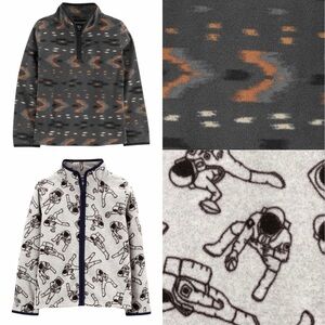 Lot of (2) OshKosh B’gosh Boy's Printed Microfleece Cozie Jackets. Size 10.